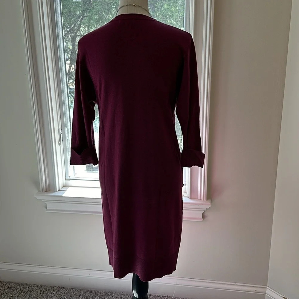 Garnet Hill Merino Wool Sweater Dress, Size Small, Berry Color, EUC - Picture 5 of 7